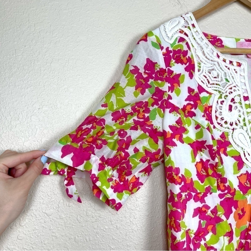 Lilly Pulitzer Falling For You Floral Multicolor Short Sleeve Dress Size 6 - Picture 4 of 12